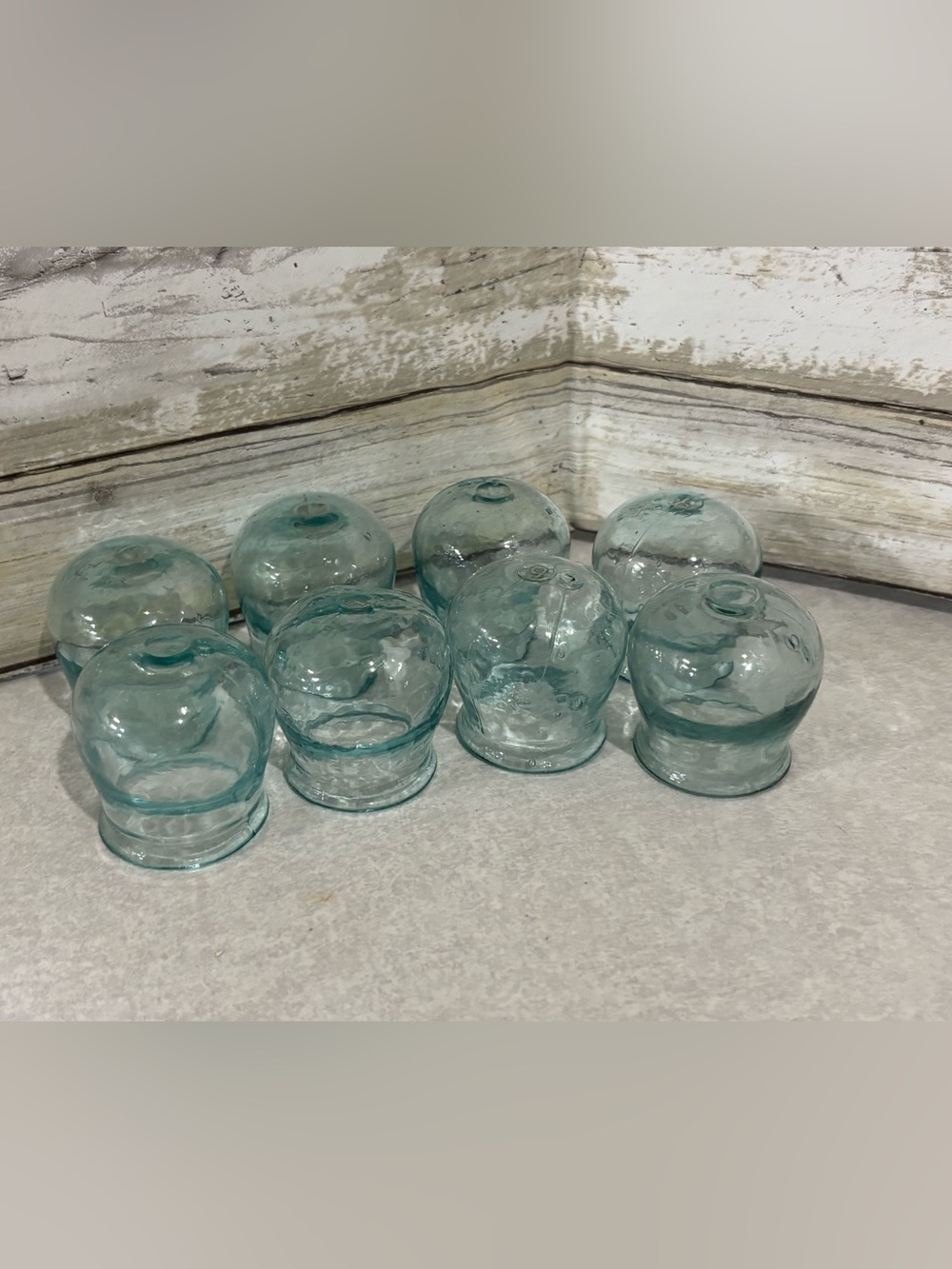 Set of 8 vintage turquoise cupping jars